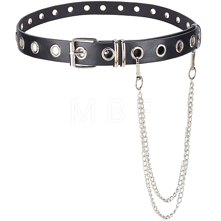Black PU Leather Waist Belts AJEW-CL0004-87-1