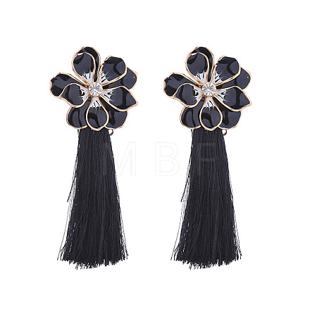 Bohemian Flower Alloy Enamel Tassel Stud Earrings FS-WGC9871-01-1