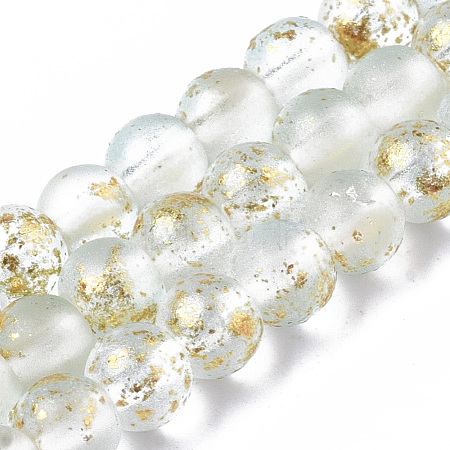 Frosted Spray Painted Glass Beads Strands X-GLAA-N035-03A-C09-1