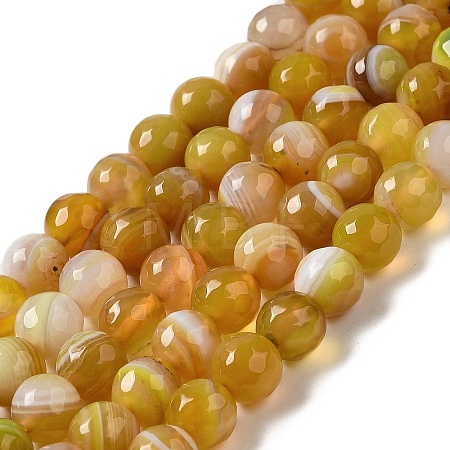 Natural Striped Agate/Banded Agate Beads Strands G-A246-8mm-01-1