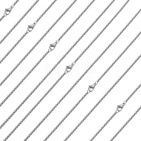 10Pcs 304 Stainless Steel Box Chain Necklaces NJEW-BBC0001-11B-1