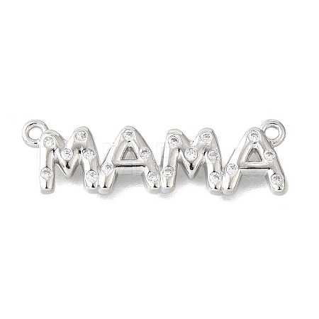 Mother's Day Brass Micro Pave Clear Cubic Zirconia Word Mama Connector Charms KK-V007-36P-1