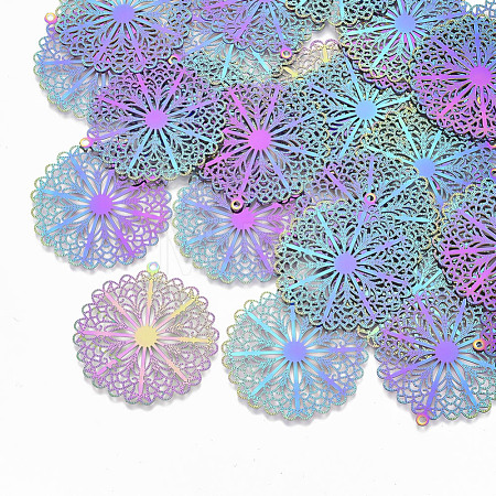 Ion Plating(IP) 201 Stainless Steel Filigree Pendants X-STAS-S108-110-1