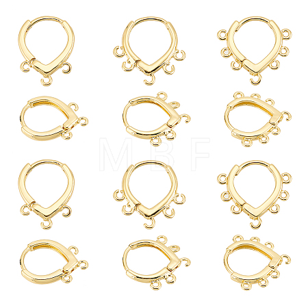 12Pcs 3 Style Brass Hoop Earring Findings KK-BC0012-37-1