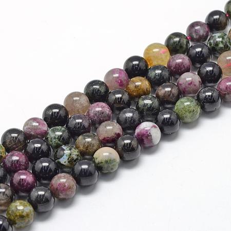 Natural Tourmaline Beads Strands G-R446-8mm-03-1