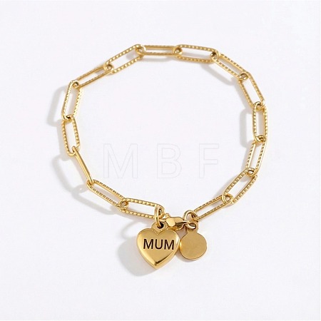 Mother's Day 304 Stainless Steel Paperclip Chain Bracelets FS-WG258A5-01-1