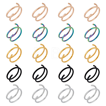 20Pcs 5 Colors 304 Stainless Steel Spiral Nose Rings Set AJEW-FI0001-01-1