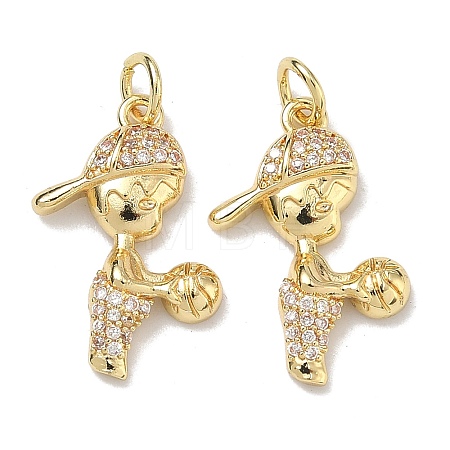 Brass Micro Pave Clear Cubic Zirconia Pendants KK-K420-08G-1