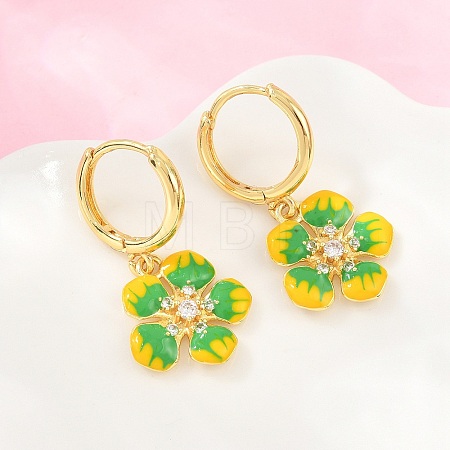 Brass Micro Pave Cubic Zirconia Hoop Dangle Earrings KK-CBA8324-10G-01-1