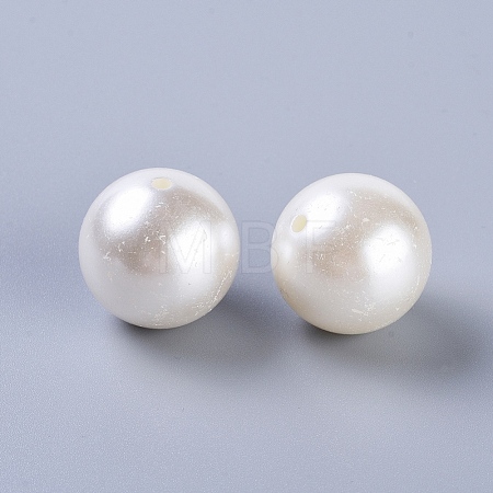 Creamy White Color Imitation Pearl Loose Acrylic Beads Round Beads for DIY Fashion Kids Jewelry X-PACR-24D-12-1