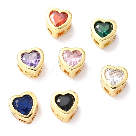 Brass inlaid Cubic Zirconia Slide Charms X-ZIRC-F125-01-G-1