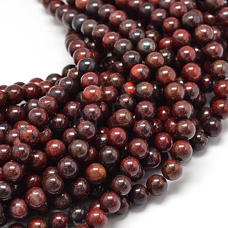Natural Brecciated Jasper Round Beads Strands X-G-P075-14-8mm-1