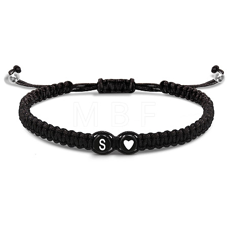 304 Stainless Steel Alphabet Beads Braided Bead Bracelets RY3090-19-1