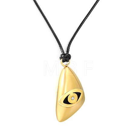 304 Stainless Steel Triangle with Eye Pendant Adjustable Black Cord Necklaces WGD88CD-04-1