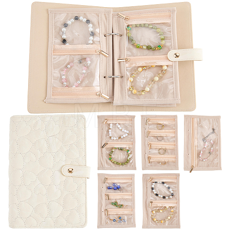 Heart Textured PU Leather Jewely Binder Albums AJEW-WH20098-149B-1