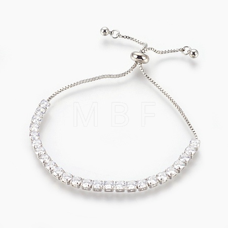 Brass Cubic Zirconia Bolo Tennis Bracelets BJEW-P232-01P-01-1