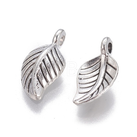 Tibetan Style Alloy Leaf Pendants X-TIBEP-1011-AS-LF-1