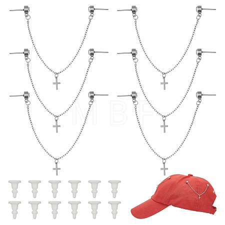 6Pcs 304 Stainless Steel Hat Pins HJEW-DR00267-1