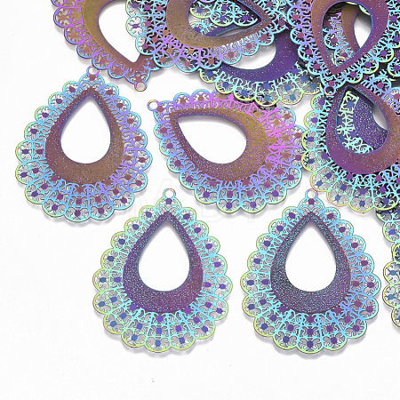 Ion Plating(IP) 304 Stainless Steel Filigree Pendants STAS-S108-68-1