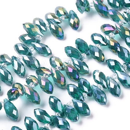 Electroplate Glass Faceted Teardrop Beads Strands EGLA-D014-34-1