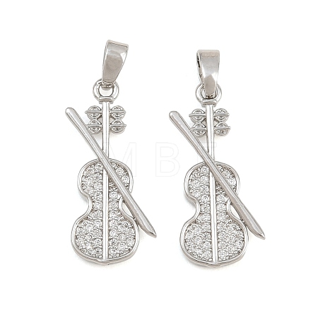 Brass Micro Pave Clear Cubic Zirconia Pendants CU-CBABDE1-16P-1