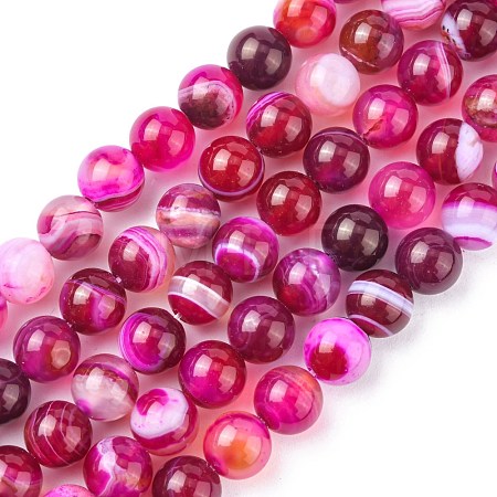 Natural Striped Agate/Banded Agate Bead Strands G-K166-13-8mm-03-1