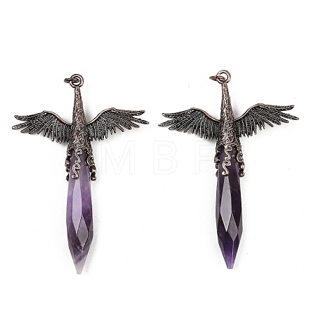 Natural Amethyst Faceted Pointed Bullet Shaped Big Pendants G-T145-01R-06-1