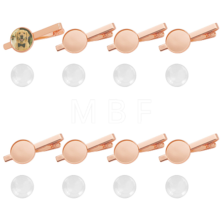 8Pcs Brass Tie Clip Cabochon Settings KK-GO0002-43RG-1