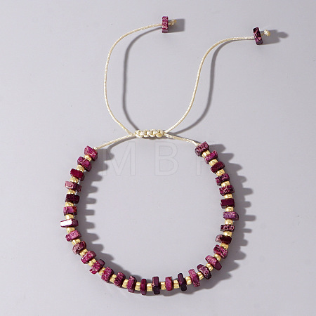 Adjustable Retro Boho Vintage Square Dyed Natural Imperial Jasper Braided Bead Bracelets for Women Men RP7679-12-1