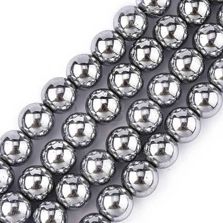 Non-Magnetic Synthetic Hematite Beads Strands X-G-S096-10mm-3-1