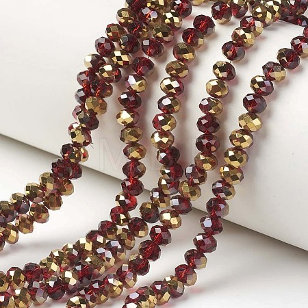 Electroplate Transparent Glass Beads Strands EGLA-A034-T6mm-O07-1