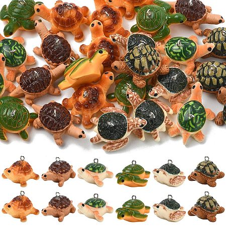 30Pcs 6 Colors Opaque Resin Pendants RESI-YW0006-40-1