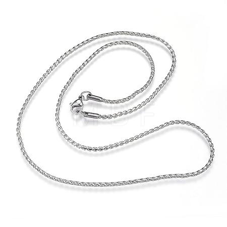 Non-Tarnish 304 Stainless Steel Twisted Chain Necklaces NJEW-D285-22P-1