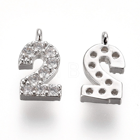 Brass Micro Pave Clear Cubic Zirconia Charms ZIRC-L075-60A-02P-1