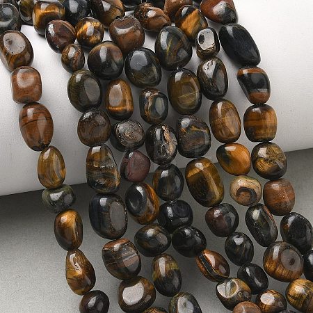 Dyed Natural Yellow and Blue Tiger Eye Beads Strands G-C286-A11-1