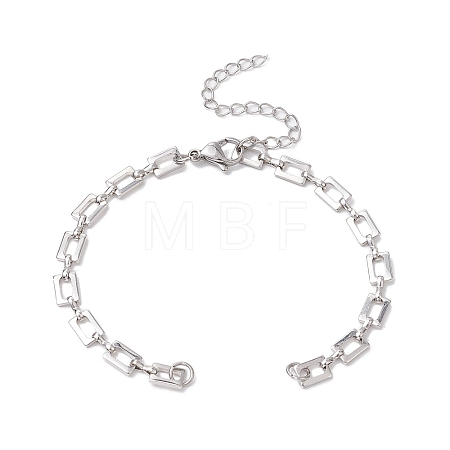 Brass Rectangle Link Chains Bracelet Making AJEW-JB01302-02-1
