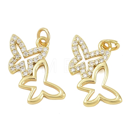 Brass Micro Pave Clear Cubic Zirconia Charms KK-D218-26G-06-1
