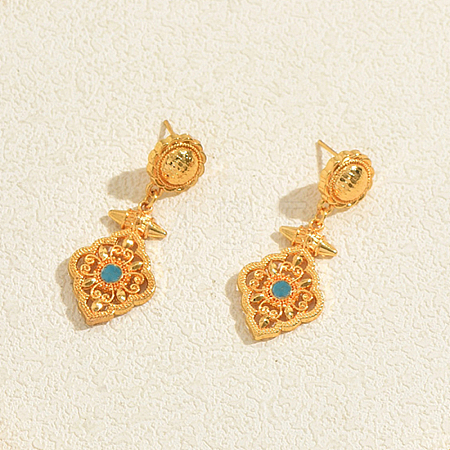 Ethnic Style Brass Pave Cubic Zirconia Stud Dangle Earrings for Women QY0483-1