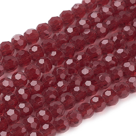 Faceted(32 Facets) Round Glass Beads Strands X-EGLA-J042-4mm-20-1