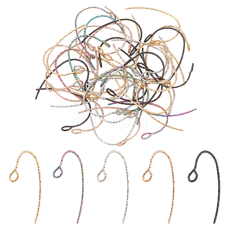 50Pcs 5 Colors 316 Surgical Stainless Steel Earring Hooks Ion Plating(IP) STAS-DC0011-04-1