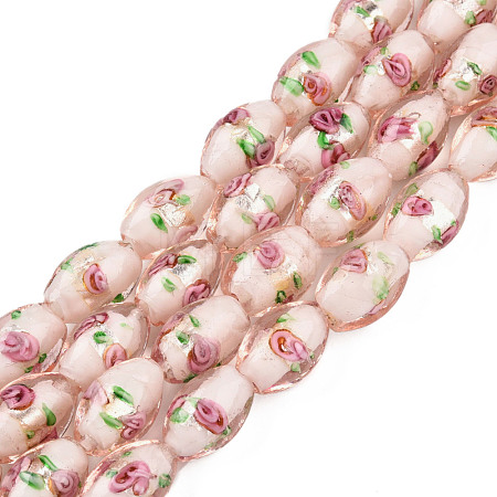 Handmade Silver Foil Glass Lampwork Beads X-LAMP-Q030-02O-1
