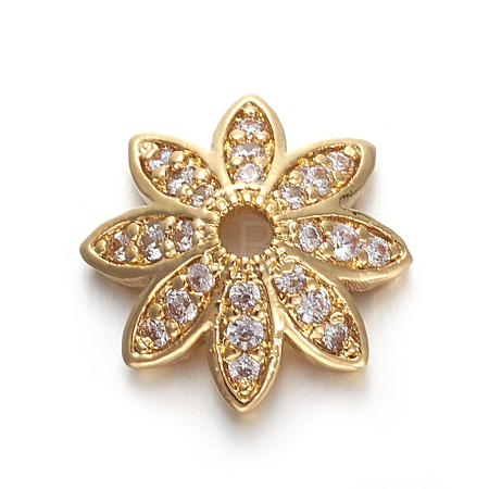 Brass Micro Pave Cubic Zirconia Bead Caps ZIRC-E158-12G-1