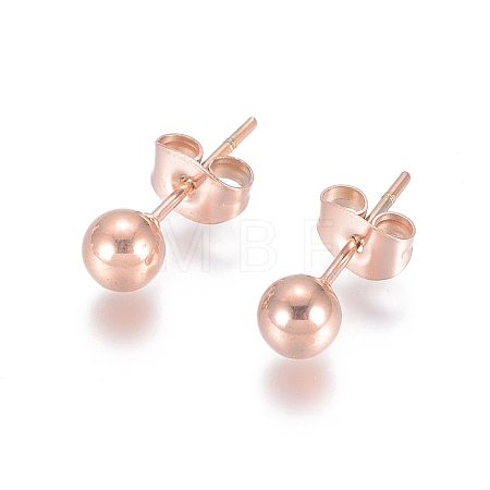 Ion Plating(IP) 304 Stainless Steel Stud Earrings EJEW-L215-57C-RG-1