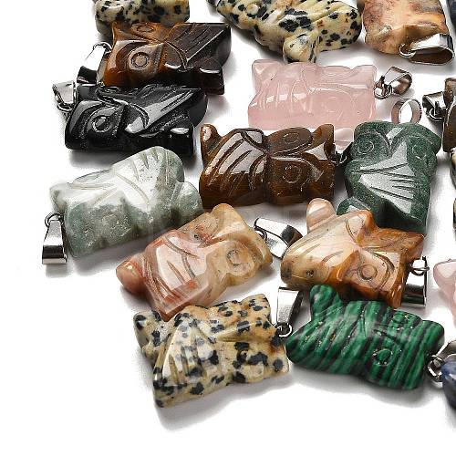 Natural & Synthetic Mixed Gemstone Pendants G-B127-09P-1