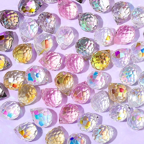 50Pcs Teardrop Transparent Glass Charms PW-WGCC72C-02-1