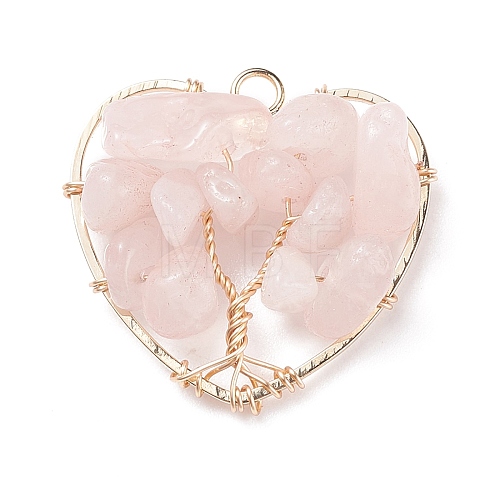 Natural Rose Quartz Pendants PALLOY-JF01449-01-1