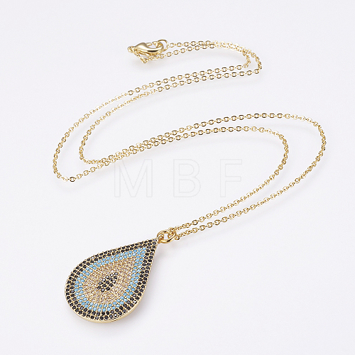 Brass Micro Pave Cubic Zirconia Pendant Necklaces NJEW-E111-64G-1