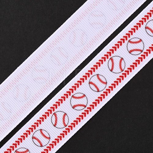 Baseball Pattern Heat Transfer Polyester Ribbons OCOR-WH0066-65A-1