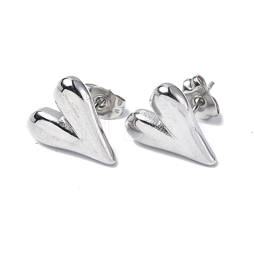 Non-Tarnish 304 Stainless Steel Heart Stud Earrings for Women X-EJEW-F300-09P-1