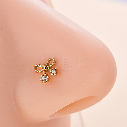 316L Surgical Stainless Steel Micro Pave Clear Cubic Zirconia L-Shaped Nose Rings WG5ADDF-02-1